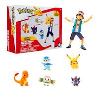 Bandai Pokémon Pack de 6 Figurines - Sacha, Pikachu, Salamèche, Tiplouf, Brindibou, Zorua - Licence Officielle - Coffret JW3781