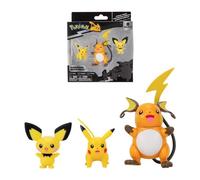 Bandai - Pokémon - Pack évolution - Figurine Pichu 5cm + Figurine Pikachu 8cm + Figurine Raichu 10cm - JW2778