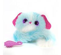 BANDAI - Pomsies - Lulu - Chiot Blanc et Bleu - Peluche Interactive Qui s'accroche Partout - 82844
