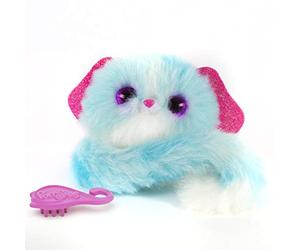 BANDAI - Pomsies - Lulu - Chiot Blanc et Bleu - Peluche Interactive Qui s'accroche Partout - 82844