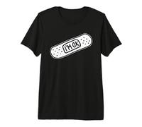 Bandaid Im Ok Minimal Blackwork T-Shirt Haut de Gamme
