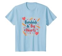 Bandaids & Big Hearts : Cadeau d'appréciation pour infirmière attentionnée T-Shirt, Enfant, Bleu Céleste, 4 Ans