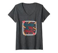 Bandaids & Big Hearts : Cadeau de Reconnaissance pour Une infirmière attentionnée T-Shirt avec Col en V, Femme, Chiné Foncé, XXL