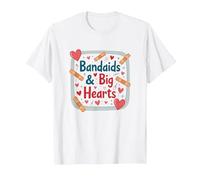 Bandaids & Big Hearts : Cadeau de Reconnaissance pour Une infirmière attentionnée T-Shirt, Homme, Blanc, XXL