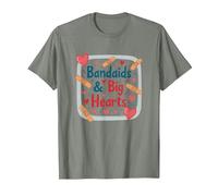 Bandaids & Big Hearts : Cadeau de Reconnaissance pour Une infirmière attentionnée T-Shirt, Homme, Vert Kaki chiné, M
