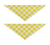 Bandana à carreaux de buffle doré et blanc en forme de cœur mignon pour chien et fille - Forme unique réglable - Ensemble de vacances pour chiens et chats