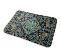 Bandana À Motif Cachemire Floral Traditionnel Paillasson D'Entree Absorbant Tapis De Douche Antidérapant Welcome Paillassons pour Porte Cuisine Baignoire 40X60Cm