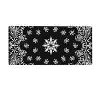 Bandana à Motif Cachemire Noir,Tapis de Souris Grand Format pour Ordinateur, avec Base antidérapante en Caoutchouc, 40 x 90 cm
