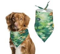 Bandana abstrait vert saisonnier pour chien en coton doux lavable au quotidien en été durable triangle réversible convient pour les chiens et chats de petite, moyenne et grande taille