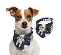 Bandana amusant pour chien - Motif astronaute - Réglable - Lavable - Double face - Coton - Triangle - Pour chiens et chats - Accessoires de costume pour chiot - Taille S
