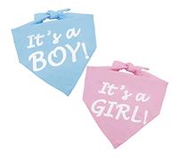 Bandana avec Inscription « It's a Boy Or It's a Girl Dog » - Annonce de Grossesse - Bandana pour Annonce de bébé - Triangle - Écharpe pour Animal Domestique - pour révéler Le Sexe - Accessoire Photo
