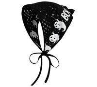 Bandana Bandeau Gothique Hallowee Crochet Bandana Écharpe avec Bretelles Triangle Toile d'Araignée Creuse Respirant Motif FantômeCrochet Cheveux Bandana pour Femme, Fille (Noir) Crochet Bandeau Croche