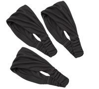 Bandana/Bandeaux pour cheveux - Couleur unie en coton - Fonction 3 en 1 avec bande élastique - Accessoires de plage mer et piscine (3 noires)