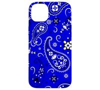 Bandana bleu esthétique avec motif cachemire vintage floral bohème Coque pour iPhone 14 Plus