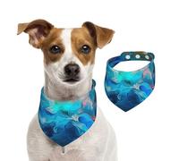 Bandana bleu esthétique pour chien - Écharpe réglable pour animaux de compagnie - Bandana lavable double face en coton pour animaux de compagnie - Écharpe triangulaire en coton pour chien et chat