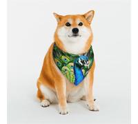 Bandana bleu paon pour chien grande taille réglable triangle bavoirs double foulard réversible lavable mouchoir quotidien pour chien de taille moyenne et grande taille cadeau
