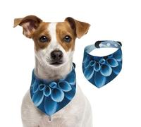 Bandana bleu pour chien avec fleur de dahlia réglable pour animaux de compagnie, bandanas lavables double face pour animaux de compagnie, foulard triangulaire en coton pour chien, chats, écharpes pour