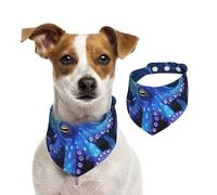 Bandana bleu pour chien en forme de pieuvre - Écharpe réglable pour animaux domestiques - Bandana lavable double face en coton - Triangle - Écharpe pour chien et chat - Accessoires de costume pour