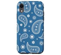 Bandana bohème à Motif Cachemire Blanc et Bleu Coque pour iPhone XR