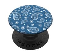 Bandana bohème à Motif Cachemire Blanc et Bleu PopSockets PopGrip Adhésif