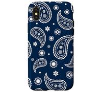 Bandana bohème Bleu Marine Cachemire esthétique pour Fille Coque pour iPhone X/XS