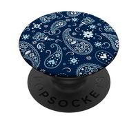 Bandana bohème Bleu Marine Cachemire esthétique pour Fille PopSockets PopGrip Adhésif