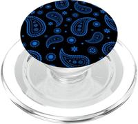 Bandana bohème Noir et Bleu Cachemire esthétique pour Fille PopSockets PopGrip pour MagSafe