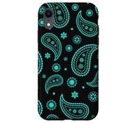 Bandana bohème Noir et Bleu Sarcelle Cachemire esthétique pour Fille Coque pour iPhone XR