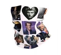 Bandana cache-cou personnalisé Johnny Hallyday, chanteur de rock français, idéal pour la randonnée et le camping (femme/homme). Écharpe/bandeau/cache-cou.