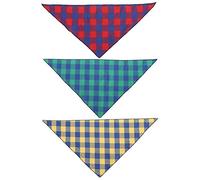 Bandana Chien Chat, Trio Foulard Coton, Accessoires Animal RETOURNABLES, Coloris VARIÉS - Motif Plaid élégant, Ultra - Absorbant, Confort Lavable, idéal fêtes et promenades (L)