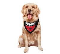 Bandana Chien Chats 30X70Cm Crâne Albanie Drapeau Albanais Triangle Élégantes De Chien Lavable Serviettes Triangle pour Animaux pour Animal De Compagnie Petite, Moyenne Et Grande Taille