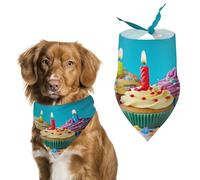 Bandana coloré Happy Birthday Cupcakes pour chien, mignon en coton doux, lavable au quotidien, durable, triangulaire, réversible, convient pour les chiens et chats de petite, moyenne et grande taille