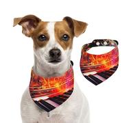 Bandana coloré pour chien, clavier de piano, note de musique, écharpe réglable pour animal domestique, bandanas lavable double face pour animaux de compagnie, foulard triangulaire en coton pour chien