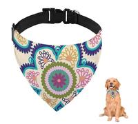 Bandana coloré pour chien mandala avec sangle réglable et anneau en D - Bavoirs triangulaires pour animaux de compagnie - Accessoires pour chiots et chats - Lavable en machine