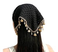 Bandana de cheveux crochet pour, foulard triangulaire avec texture tricotée ajourée et garniture de pompon en coquillage, écharpe de cheveux en crochet pour, foulard triangulaire pour à