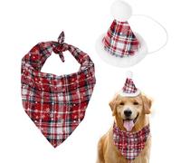 Bandana de Noël pour chien, flocon de neige, bandana rouge à carreaux pour chien, écharpe triangulaire, chapeau de Père Noël, robe de fête de Noël, accessoires de costume pour chiens de taille moyenne
