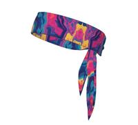Bandana de sport double face imprimé arc-en-ciel avec cordon de serrage double face adapté pour le tennis, la course à pied et le yoga