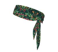 Bandana de sport double face imprimé créatures de la forêt tropicale avec cordon de serrage double face adapté pour le tennis, la course à pied et le yoga