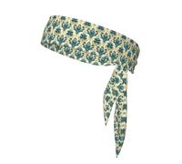 Bandana de sport double face imprimé fleur Hercules avec cordon de serrage double face adapté pour le tennis, la course à pied et le yoga