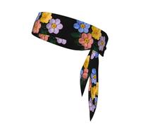 Bandana de sport double face imprimé fleurs quatre couleurs avec cordon de serrage double face adapté pour le tennis, la course à pied et le yoga