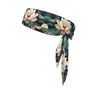 Bandana de sport double face imprimé lotus fleuri avec cordon de serrage double face adapté pour le tennis, la course à pied et le yoga