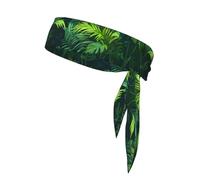Bandana de sport double face imprimé plantes tropicales avec cordon de serrage double face adapté pour le tennis, la course à pied et le yoga