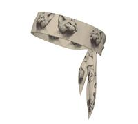 Bandana de sport double face imprimé tête de chat dessiné à la main avec cordon de serrage double face adapté pour le tennis, la course à pied et le yoga