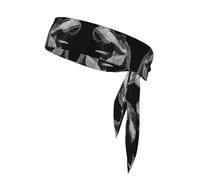 Bandana de sport double face imprimé tête de dinosaure de couleur unie avec cordon de serrage double face adapté pour le tennis, la course à pied et le yoga