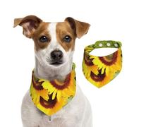 Bandana d'été en forme de tournesol en forme de cœur, lavable et réglable pour chien de taille moyenne et grande taille