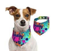 Bandana d'été pour chien à motif coloré - Lavable et réglable - Bavoirs triangulaires mignons pour chiens de taille moyenne et grande - Chiots et chats de taille M