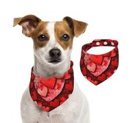 Bandana d'été pour chien avec cœurs rouges - Lavable et réglable - Bavoirs triangulaires mignons pour chiens de taille moyenne et grande - Chiots et chats - Taille M