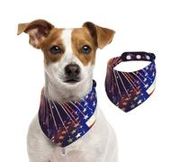 Bandana d'été pour chien avec drapeau feu d'artifice - Lavable et réglable - Bavoirs triangulaires mignons pour chiens de taille moyenne et grande - Chiots et chats - Taille L