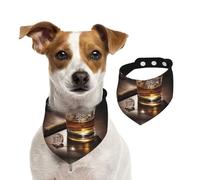 Bandana d'été pour chien avec image de whisky et de cigarette, lavable et réglable - Bavoirs triangulaires mignons pour chiens de taille moyenne et grande - Chiots et chats de taille M