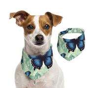 Bandana d'été pour chien avec motif papillon bleu, lavable et réglable - Bavoirs triangulaires mignons pour chiens de taille moyenne et grande - Chiots et chats de taille M